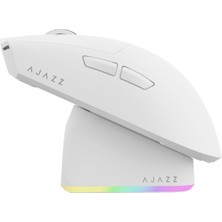 Hakay Coverzone Ajazz Kablosuz Oyuncu Mouse PAW3311 Sensör 24000 Dpı 1000Hz 2.4g Bluetooth Kablolu Üç Modlu 800MAH Rgb Manyetik Şarj Standlı 69G E Spor Fare | AJ139P V3 Mc (AJ139P V3 Mc - Beyaz)