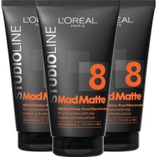 Hakay L'oreal Paris Studio Line Madmatte Fiber Paste, Mat Etki, Dağınık Görünüm, 8 Ultra Güçlü Tutuculuk - 3 Şişe 150 ml