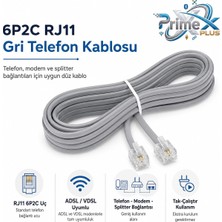 Hakay Primex PX-KKT150 2CX0.10MMX7 15 Metre Adsl RJ11 Telefon Kablosu Gri, Adsl, Vdsl 2 Canlı Kablo