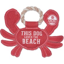 Hakay Pavilion Gift Company 28 cm Büyük Kanvas Savaş Yengeç Şekilli Ip Oyuncak-Sağlam ve Dayanıklı Bu Köpek Sahili Seviyor, Kırmızı