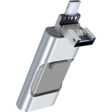 Hakay Xspring Flash Sürücü, 256GB USB Bellek Sürücüsü, Harici Genişletilebilir USB Bellek Çubuğu, 3'ü 1 Arada Bellek Depolama Sürücüsü, Cep Telefonu ve Bilgisayarlar ile Uyumlu (Gümüş)