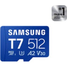 Hakay Samsung T7 Microsd Kart, 512 Gb, Mavi, 170 Mb/sn Okuma Hızı, A2 Uygulama Performansı, Uhs-I, U3, V30, Akıllı Telefon, Tablet ve Dizüstü Bilgisayarlarla Uyumlu, MB-MB512T/WW