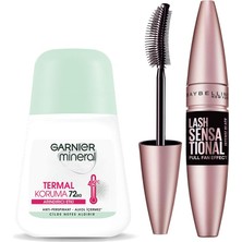 Hakay Maybelline New York Lash Sensational Yelpaze Etkili Intense Black Maskara - Ekstra Siyah & Termal Koruma Roll-On Deodorant Set