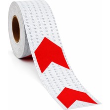 Hakay Yapışkanlı 7.5 cm (50 Metre) Kırmızı Beyaz Petekli Ok Yönlendirme Reflektörlü Reflektif Şerit Bant