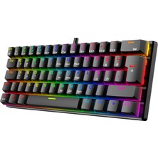 Hakay Gameagle%60 Kablolu Rgb Mekanik Gaming Klavye, Deri Bilek Destekli, Anti-Ghosting, 19 Rgb Efekt Seçeneği, 50 Milyon Basım Ömürlü, Kablolu Mekanik Oyuncu Klavyesi Kırmızı Switch Kb-25 (Siyah)