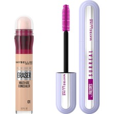 Hakay Maybelline New York Instant Anti Age Eraser Kapatıcı - 01 Light & Falsies Surreal Maskara Makyaj Seti