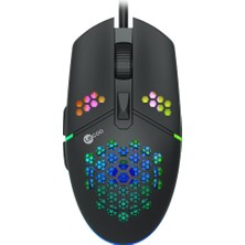Hakay Lecoo MS105 Kablolu 3200DPI 6 Tuşlu Rgb LED Aydınlatmalı 103GR Ağırlık Optik Sensör Oyuncu Mouse Siyah