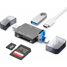 Hakay Coverzone Alüminyum Kasa USB 3.0 Otg USB C Kart Okuyucu | iPhone Lightning ve iPad ile Uyumlu, Type-C Girişli Sd Tf Multi Card Reader, SYD-A1C (SYD-A1C)