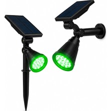 Hakay Forlife Yeşil 18 LED Spot Güneş Enerjili Bahçe Aydınlatma Lambası, Fotoselli, Spike Aplik, 18W Su Geçirmez Dış Mekan Solar Lamba, Ağaç, Veranda, Garaj, Havuz, Duvar ve Zemin Montajına Uygundur 42 cm