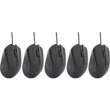 Hakay Coverzone Kablolu Mouse Siyah 2 Tuşlu Ekonomik Mouse Bilgisayar Faresi Ofis ve Ev Kullanımına Uygun USB Uçlu Notebook Pc ve Bilgisayar Için Uygun 2.5 x 12.5 x 16.5 cm Mouse1 (5 Adet)