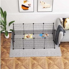 Hakay Evcil Küçük Hayvan Kedi Köpek Kuş Evi Kafesi Oyun Parkı Portatif Taşınabilir Metal Tel 12 Panel