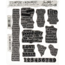 Hakay Tim Holtz Anonymous CMS110 – JUEGO De Sellos Con Frases (10 unidades, 17,7 x 21,5 cm)