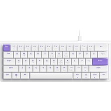 Hakay Coverzone Ajazz NKL61 60% Mekanik Klavye 61 Tuş Düşük Profil Kablolu Kompakt Gaming ve Ofis Klavyesi Kırmızı Linear Switch 22 Tuş Anti Ghosting Abs Keycaps (NKL61 Beyaz Mor | Red Switch)