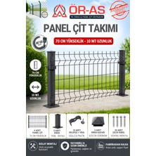 Ör-As Tel Örgü 70'lik Panel Çit Takım  10 mt + 1 Direk Avantaj Paket )- Antrasit Gri