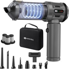 Hakay Yeni Güçlendirilmiş Yedek Filtreli Araç Süpürgesi Taşınabilir Çantalı 20000PA, 4'ü1 Arada El Tipi Süpürge&üfleyici LCD Ekran, Çoklu Başlıklar, Ev, Araba, Evcil Hayvan Tüyleri Için Mini Şarjlı Süpürge