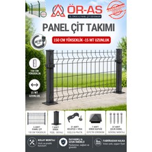 Ör-As Tel Örgü 150'LIK Panel Çit Takım  15 mt + 1 Direk Avantaj Paket )- Antrasit Gri