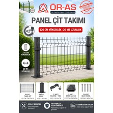 Ör-As Tel Örgü 120'LIK Panel Çit Takım  20 mt + 1 Direk Avantaj Paket)- Antrasit Gri