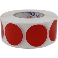 Hakay Pp Opak Daire Işaretleme Etiketi Rulo Etiket, 30MM x 30MM Çap 1000 Adet, Yuvarlak Renkli Zemin Baskılı Kontrol Etiketi, Endüstriyel ve Masaüstü Barkod Yazıcılar ile Uyumludur. (Kırmızı)