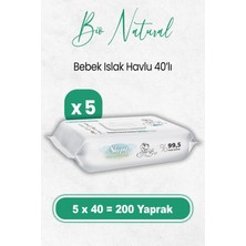 Hakay Sleepy Bio Natural Yenidoğan Islak Havlu 40 x 5 Adet (200 Yaprak)