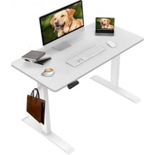 Hakay Adornist - Yüksekliği Ayarlanabilir Ergonomik Bilgisayar & Çalışma Masası - Tek Motorlu (2 Hafızalı) (Beyaz, 120 * 60)
