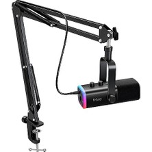 Hakay Fıfıne Xlr/usb Mikrofon Seti, Yayın ve Podcast Için, Dinamik Rgb Mikrofon Kiti, Bom Kol Standı, Sessize Alma Düğmesi, Kulaklık Jakı, Vokal ve Seslendirme Kaydı Için, Ampligame AM8T