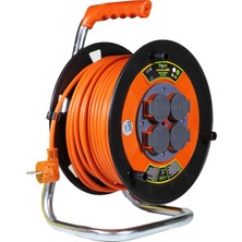Hakay Bylion 20 Metre 3x1.5 mm Seyyar Makaralı Uzatma Kablosu Kapaklı Termal Sigortalı Cca