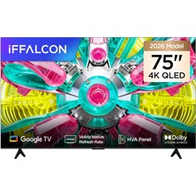 Hakay Iffalcon 75U75A 75 Inç Smart Tv 4K QLED Renkli Quantum Crystal Hdr 10+ Gaming Google Tv, 144Hz Doğal Yenileme Hızı, Dolby Vision Atmos, Dts Virtual X, Memc, Game Master (2026 Modeli)