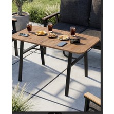 Bezos Bahçe Masası Ahşap Balkon Teras Cafe Masa Modern Dış Mekan Masa 9832 Atlantik Çam (Sadece Masa)
