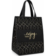 Hakay Orret Home Termoslu Piknik Çantası 30X20X40 Cm, Isı Yalıtımlı Alüminyum Kaplamalı Iç Yüzey, Keçe Dış Yüzey, Katlanabilir Termal Alışveriş Plaj Kamp Piknik Çantası Siyah