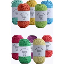 Hakay 25 Gram Mini Cotton SERISI%100 Pamuk Örgü Ipi 10 Renk Punch ve Amigurumi Ipi (Canlı)