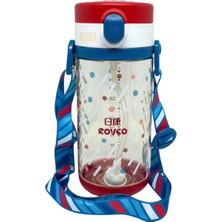 Hakay Rovco 330ML Pipetli ve Rahat Içim 3 Kapaklı Akıllı Pipet Toplu Askılı Özel Kutulu Tritan Su Matarası (Lacivert)