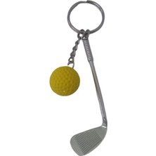 Aesco 5dm-Gerçekçi Golf Tasarımlı Şık Anahtarlık Kolye Çanta Süsü Golf Keychain - Sarı Renk