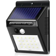 Hakay Esareticaret Hareket Sensörlü Güneş Panelli Aydınlatma, 20 Led, Solar Dış Mekan Lambası, Siyah