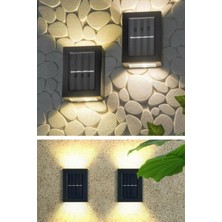 Hakay Esareticaret Solar Çift Taraflı Duvar Lamba, 2 Adet, Güneş Enerjili, Siyah, Dekoratif Bahçe Aydınlatması