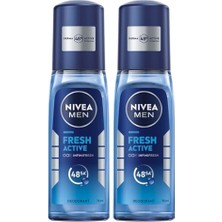 Hakay Nıvea Men Erkek Pump Sprey Deodorant Fresh Active Ter ve Ter Kokusuna Karşı 48 Saat Deodorant Koruması 75MLX2