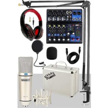 Hakay Midex Mix Paket-4 Stüdyo Youtuber Podcast Kayıt Ekipman Seti Cx1 Mikrofon MDX-06FXU Mixer