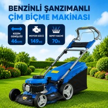 Hakay Benzinli Şanzımanlı Çim Biçme Makinesi 149CC 46CM Kesim 70L Sepet Itmeli Bahçe Çim Kesme Makinesi