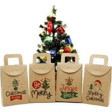 Hakay 10X15 Noel ve Yılbaşı Temalı Kraft Hediye Kutusu Seti (4 Adet) – 10X15 Cm, Çift Taraflı Baskılı | M4