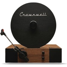 Hakay Crownwell Vertical Waltz Dikey Pikap - Dahili Bluetooth Stereo Hoparlörlü Retro Plak Çalar, Manyetik Sabitleyici, Pitch Kontrol, Rca ve Aux Girişli Premium Ceviz Ahşap Gövde
