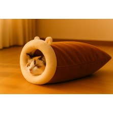 Hakay Kedi Mağarası 45×50 cm – Yumuşak Peluş Kedi Uyku Tüneli, Kapalı Güvenli Kedi Yatağı, Yıkanabilir, Sıcak Tünel Tasarım, Kediler Için Kışlık Mağara