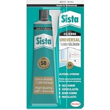 Hakay Sista Universal Silikon, Üstün Kalite %100 Beyaz Silikon, Mutfak, Banyo ve Pencereler Için Hızlı Kuruyan Dolgu Macunu, Sararma ve Küflenme Yapmaz, 50 gr Tüp