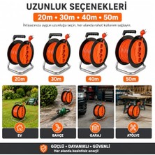 Hakay Makaralı Uzatma Kablosu 3x2.5mm- 20M/30M/40M/50M | Güçlü ve Dayanıklı (20 Metre)