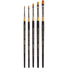 Hakay Orijinal Gold 9510 Kısa Filbert Serisi Boya Fırçası Seti, Premium Golden Taklon Multimedya Sanatçı Fırçaları, 5'li Set
