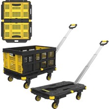 Hakay Stanley PC532B 137KG 62X45CM Dört Tekerli Çekme Kollu Yük ve Paket Taşıma Arabası + FT505 25KG Katlanır Çok Amaçlı Taşıma Sepeti