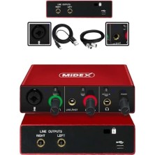 Hakay Midex GLX-500 Pro 2 Giriş 2 Çıkış USB Stüdyo Ses Kartı (Xlr Kablo Hediye)