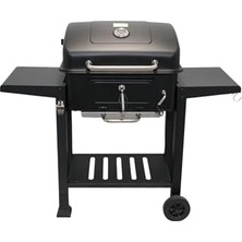 Hakay Tekerlekli Kömürlü Bbq Dökme Demir Kömürlü Mangal Fırınlı Büyük Barbekü Izgara 01022