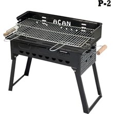 Hakay Pervazlı Emaye Mangal P2 Büyük Boy Kömürlü Barbekü Çift Izgara Katlanır Ayaklı 27X44CM