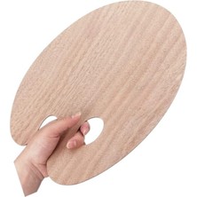 Hakay Ahşap Oval Palet Naturel 30X40 cm 1 Adet Büyük Boy Ahşap Boya Paleti Resim Boyama Tepsisi Akrilik Guaj Karıştırıcı