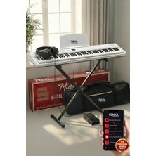 Hakay Midex PLX-80WHST Taşınabilir Katlanır Dijital Piyano Tuş Hassasiyetli 88 Tuş Bt (Stand Sustain Kulaklık Çanta Metod)
