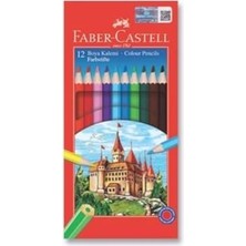 Hakay Faber Castell Kuru Boya Kalemi, 12 Renk, Tam Boy, Renkli